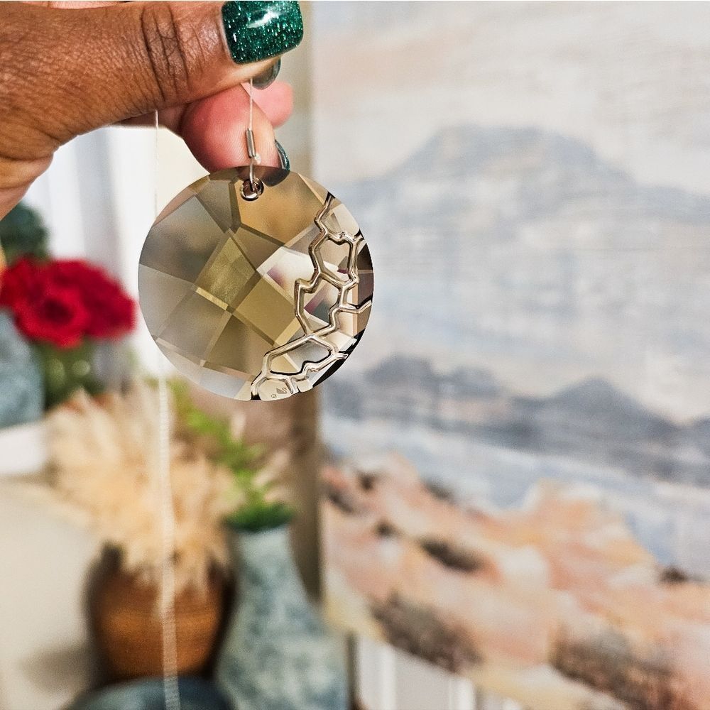 Y2k Swarovski Amber Crystal Window Earth Suncatcher Ornament.